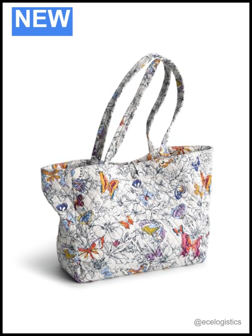 Quilted Cotton Small Tote Bag with Floral Pattern, Machine Washable